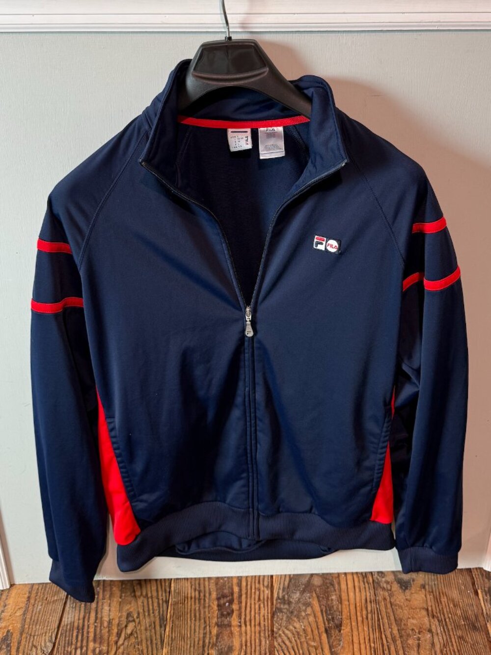 Vintage FILA Bjorn Borg Style Tennis Track Jacket Mens Size Large Navy Blue Red